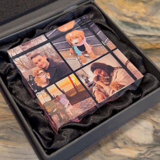 Stunning 4-Photo Block Glass Paperweight